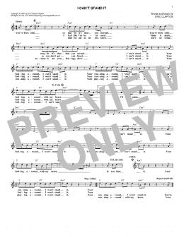 page one of I Can't Stand It (Lead Sheet / Fake Book)