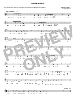 page one of The Harlem Shuffle (Lead Sheet / Fake Book)