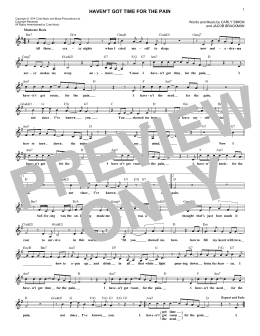 page one of Haven't Got Time For The Pain (Lead Sheet / Fake Book)