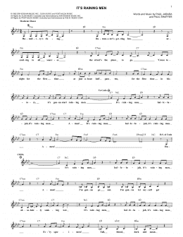 page one of It's Raining Men (Lead Sheet / Fake Book)