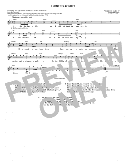 page one of I Shot The Sheriff (Lead Sheet / Fake Book)