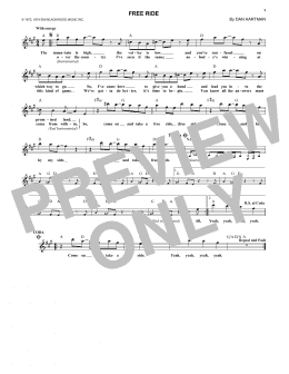 page one of Free Ride (Lead Sheet / Fake Book)
