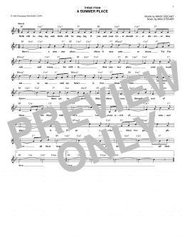 page one of (Theme From) A Summer Place (Lead Sheet / Fake Book)