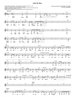 page one of Live To Tell (Lead Sheet / Fake Book)