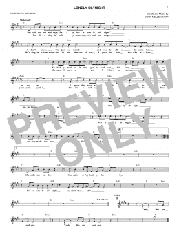 page one of Lonely Ol' Night (Lead Sheet / Fake Book)
