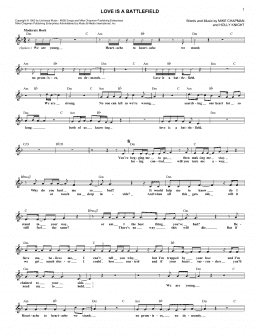 page one of Love Is A Battlefield (Lead Sheet / Fake Book)