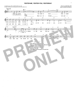 page one of Yester-Me, Yester-You, Yesterday (Lead Sheet / Fake Book)