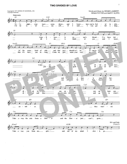 page one of Two Divided By Love (Lead Sheet / Fake Book)