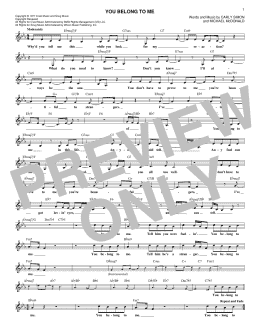 page one of You Belong To Me (Lead Sheet / Fake Book)