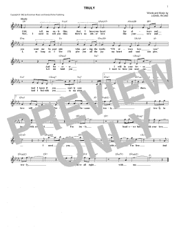 page one of Truly (Lead Sheet / Fake Book)