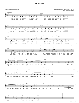 page one of We Belong (Lead Sheet / Fake Book)