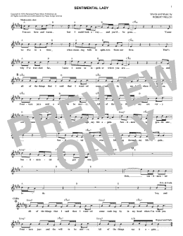 page one of Sentimental Lady (Lead Sheet / Fake Book)