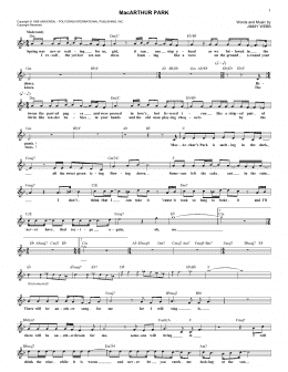 page one of MacArthur Park (Lead Sheet / Fake Book)