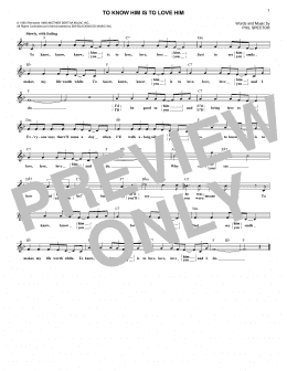 page one of To Know Him Is To Love Him (Lead Sheet / Fake Book)