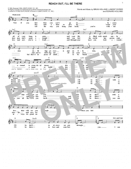 page one of Reach Out And I'll Be There (Lead Sheet / Fake Book)