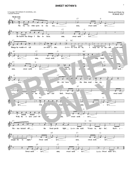 page one of Sweet Nothin's (Lead Sheet / Fake Book)