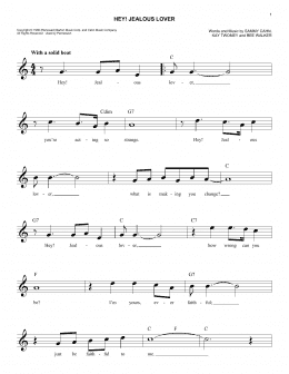 page one of Hey! Jealous Lover (Lead Sheet / Fake Book)