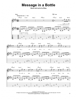 page one of Message In A Bottle (Guitar Tab (Single Guitar))