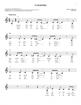 page one of At Seventeen (Lead Sheet / Fake Book)