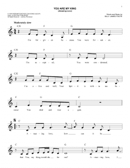 page one of You Are My King (Amazing Love) (Lead Sheet / Fake Book)