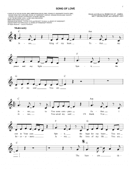 page one of Song Of Love (Lead Sheet / Fake Book)