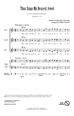 page one of Thus Sings My Dearest Jewel (SSA Choir)