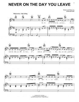 page one of Never On The Day You Leave (Piano, Vocal & Guitar Chords (Right-Hand Melody))