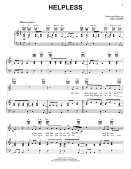 page one of Helpless (Piano, Vocal & Guitar Chords (Right-Hand Melody))