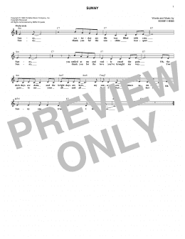 page one of Sunny (Lead Sheet / Fake Book)