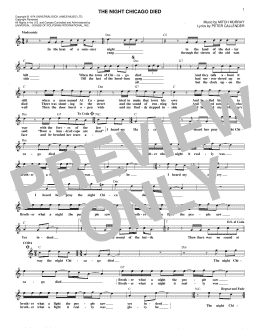 page one of The Night Chicago Died (Lead Sheet / Fake Book)