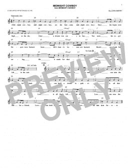 page one of Midnight Cowboy (Lead Sheet / Fake Book)