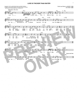 page one of Love Is Thicker Than Water (Lead Sheet / Fake Book)
