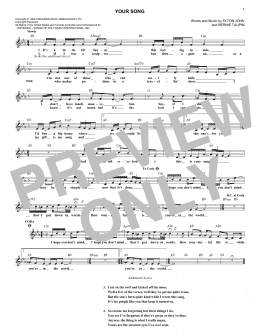 page one of Your Song (Lead Sheet / Fake Book)