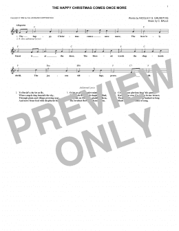 page one of The Happy Christmas Comes Once More (Lead Sheet / Fake Book)