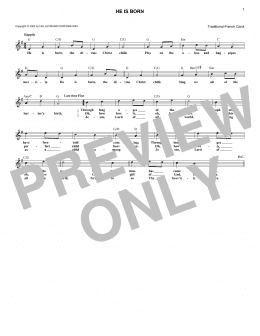 page one of He Is Born (Lead Sheet / Fake Book)