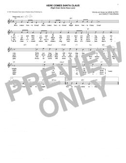 page one of Here Comes Santa Claus (Right Down Santa Claus Lane) (Lead Sheet / Fake Book)