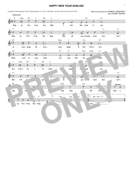 page one of Happy New Year Darling (Lead Sheet / Fake Book)
