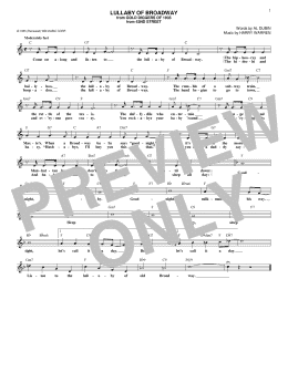 page one of Lullaby Of Broadway (Lead Sheet / Fake Book)