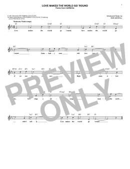 page one of Love Makes The World Go 'round (Lead Sheet / Fake Book)