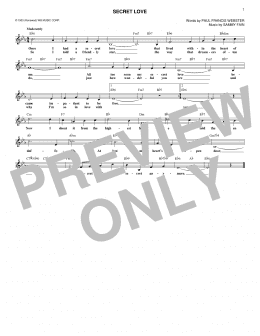 page one of Secret Love (Lead Sheet / Fake Book)