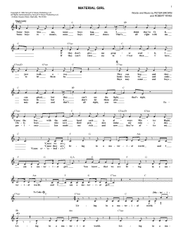 page one of Material Girl (Lead Sheet / Fake Book)