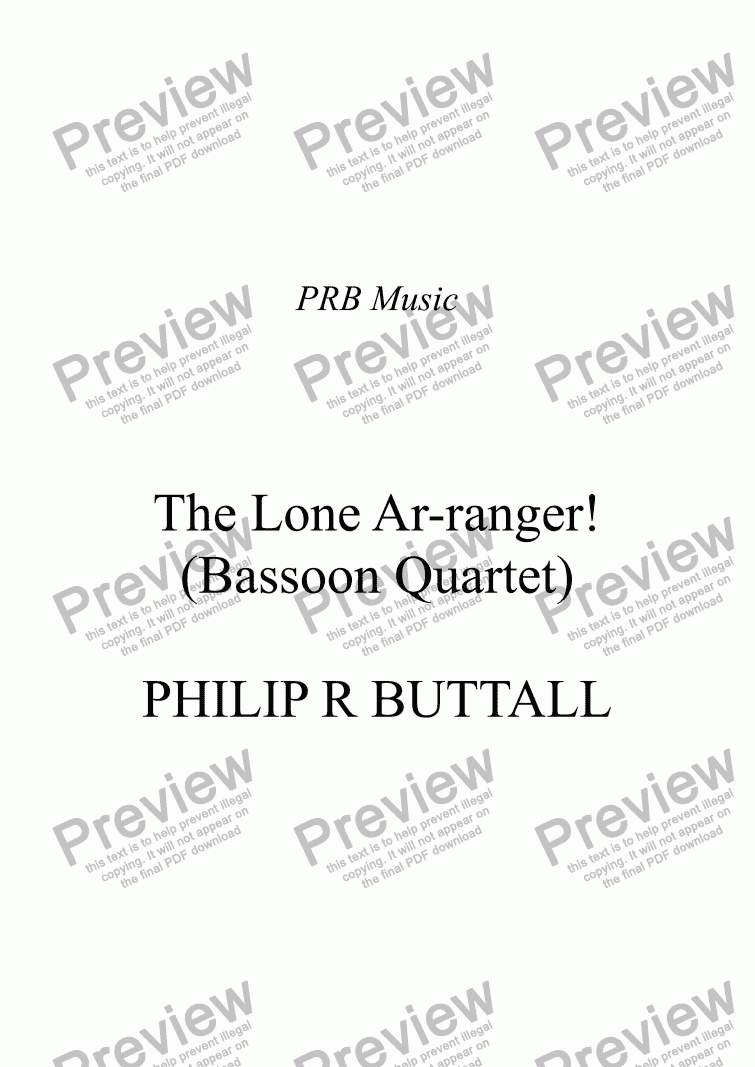 page one of The Lone Ar-ranger! (Bassoon Quartet)
