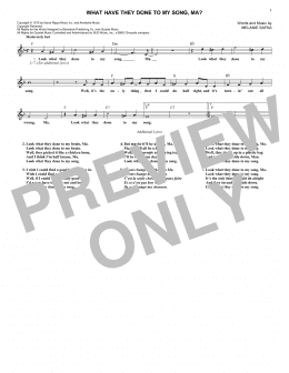 page one of What Have They Done To My Song, Ma? (Lead Sheet / Fake Book)