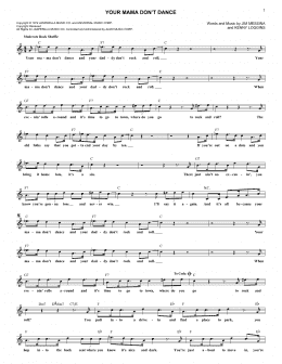 page one of Your Mama Don't Dance (Lead Sheet / Fake Book)