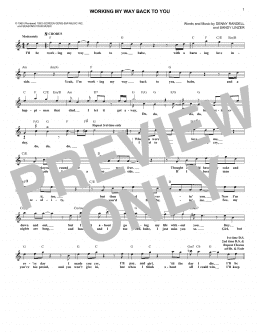 page one of Working My Way Back To You (Lead Sheet / Fake Book)