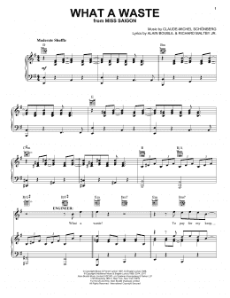 page one of What A Waste (from Miss Saigon) (Piano, Vocal & Guitar Chords (Right-Hand Melody))