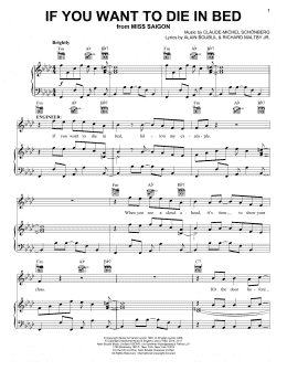page one of If You Want To Die In Bed (from Miss Saigon) (Piano, Vocal & Guitar Chords (Right-Hand Melody))