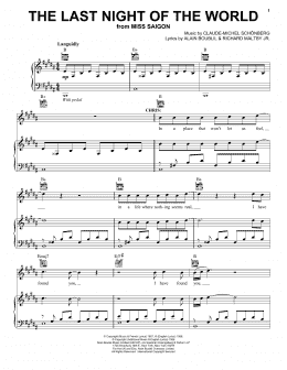page one of The Last Night Of The World (from Miss Saigon) (Piano, Vocal & Guitar Chords (Right-Hand Melody))