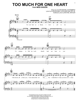 page one of Too Much For One Heart (from Miss Saigon) (Piano, Vocal & Guitar Chords (Right-Hand Melody))