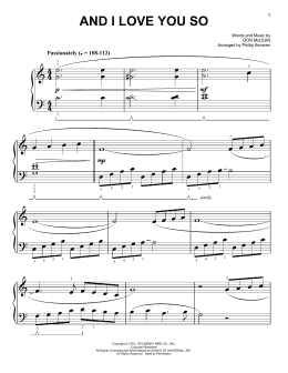 page one of And I Love You So [Classical version] (arr. Phillip Keveren) (Easy Piano)